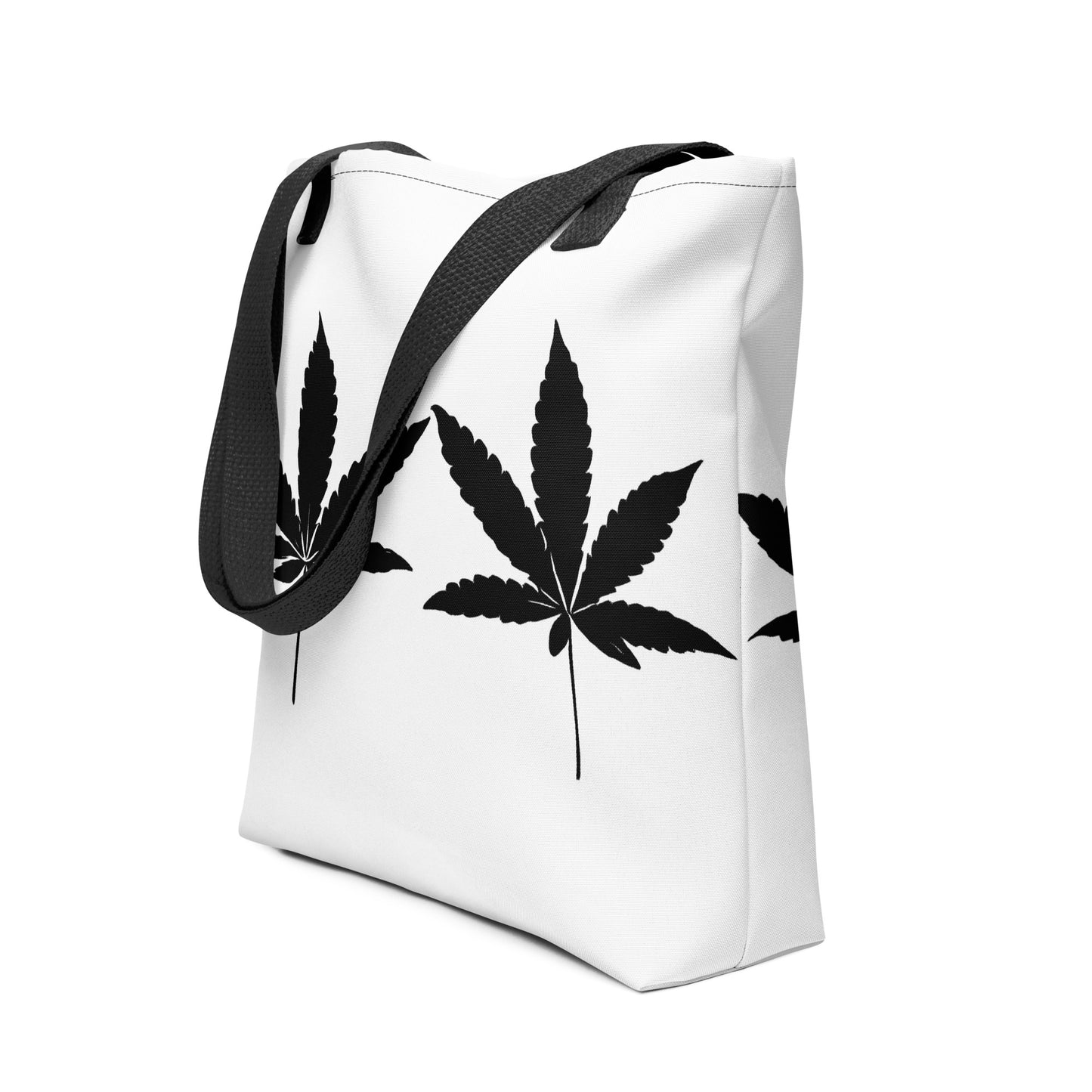Black Cannabis Leaves Tote Bag
