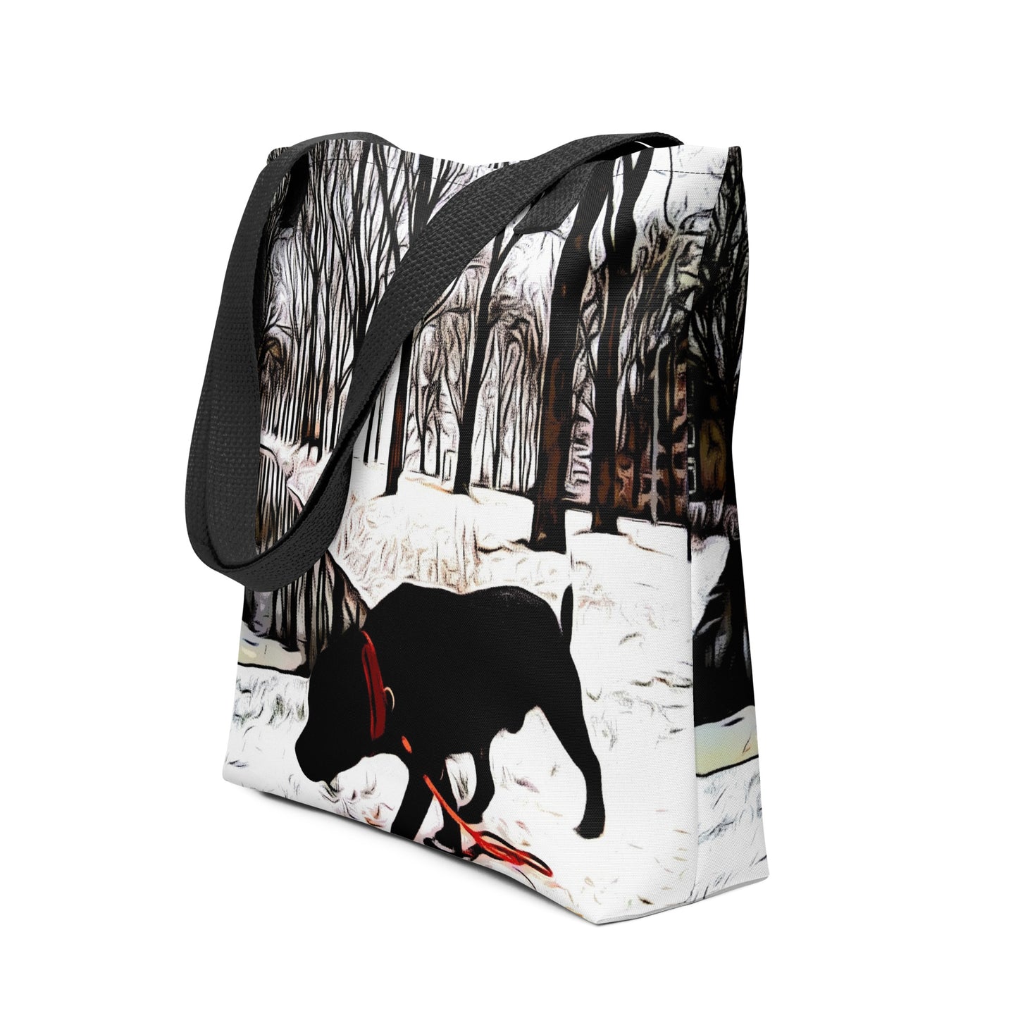 Dog Snow Walk Tote Bag