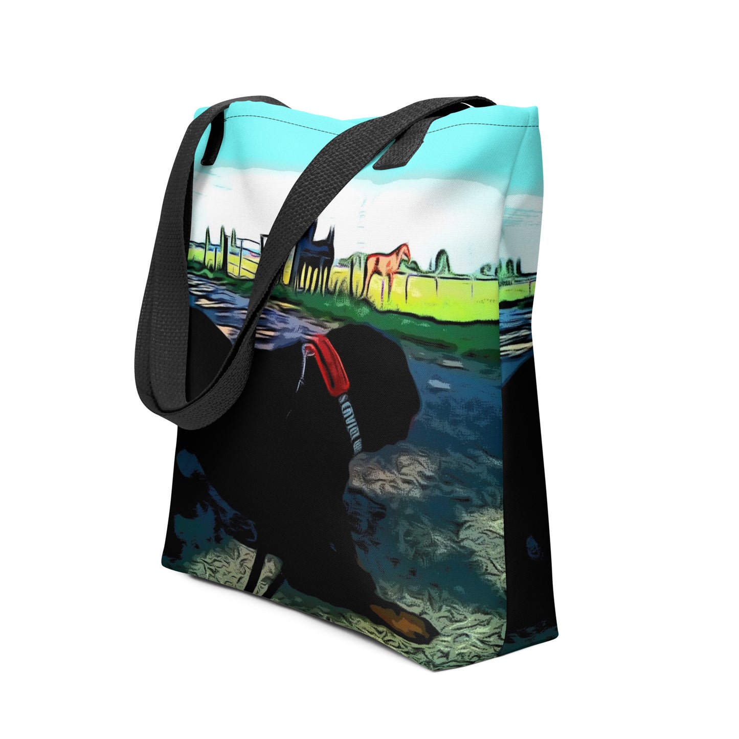 Dog and Horses Tote Bag