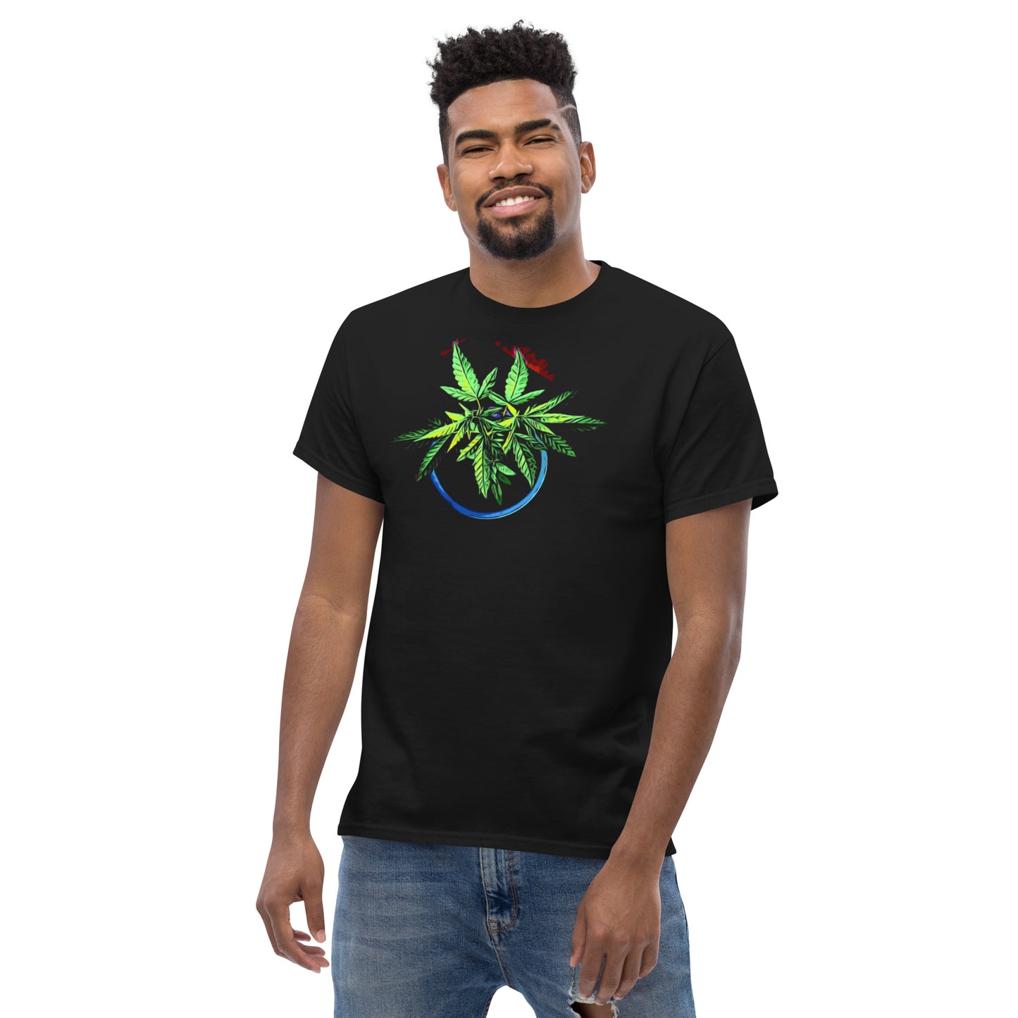 1 Blue Cannabis Pot Plant Unisex T-shirt