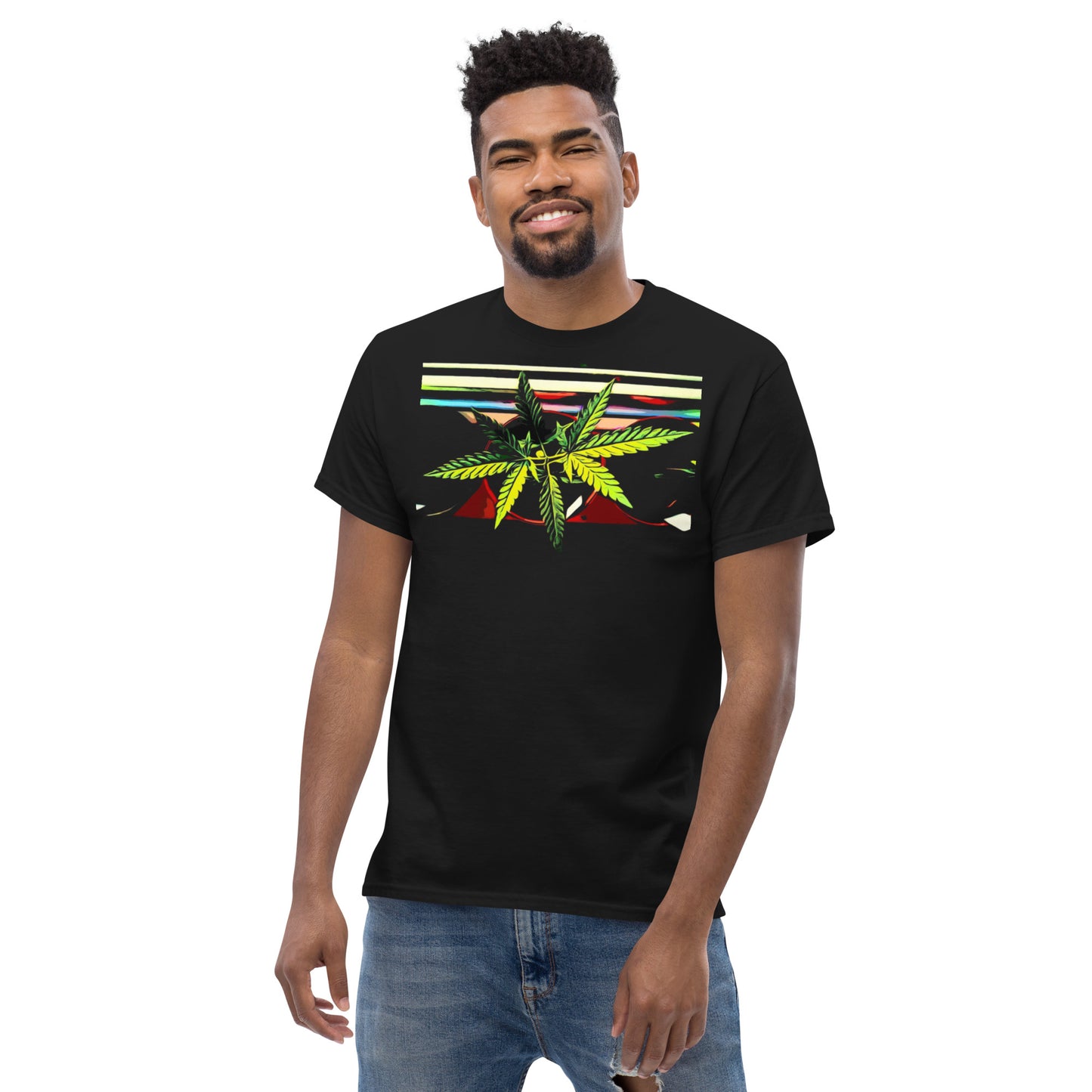 Stripey Cannabis Plant Unisex T-shirt