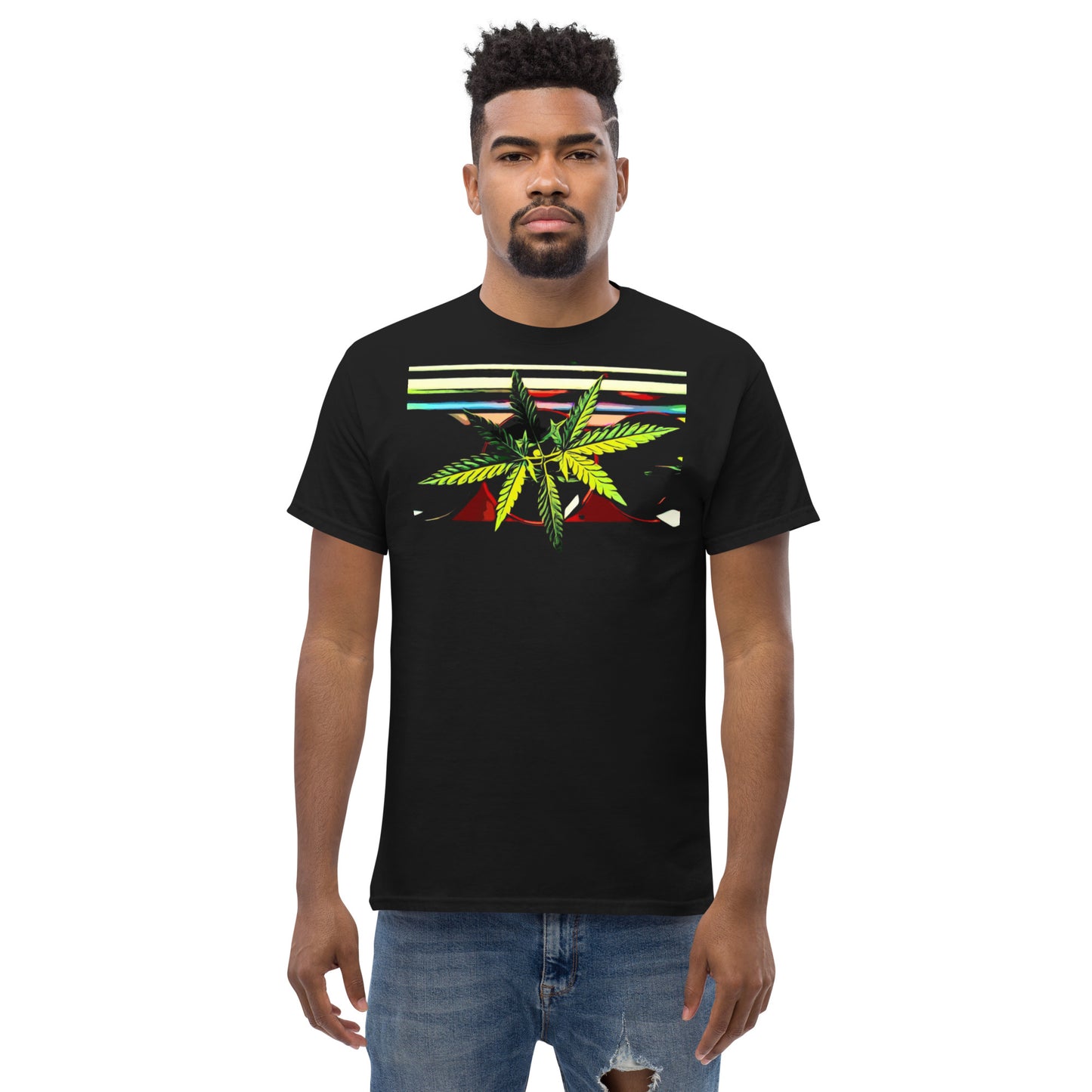 Stripey Cannabis Plant Unisex T-shirt