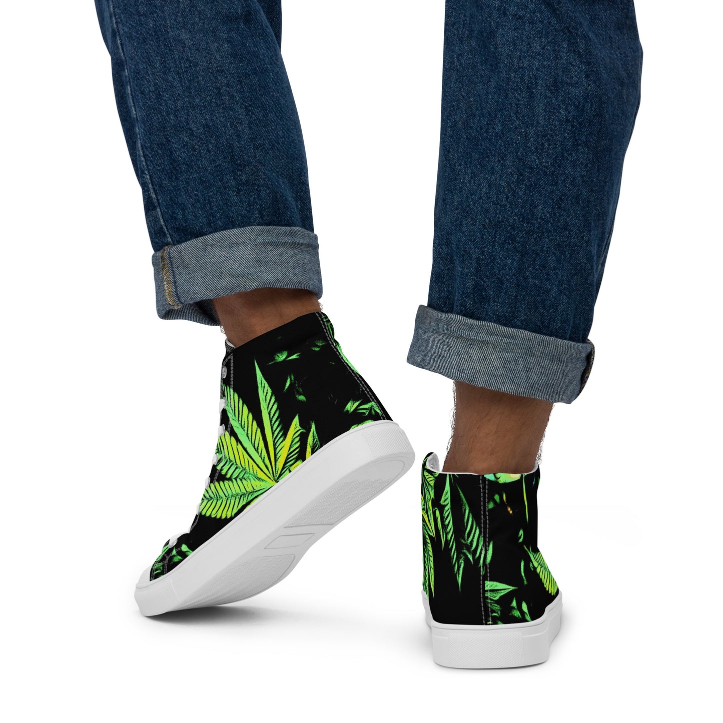3 Big Cannabis Leaves Men’s high top canvas shoes
