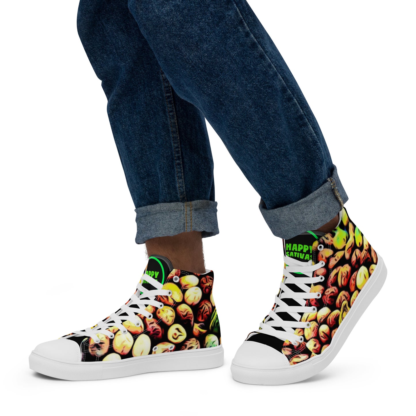 Green Beans Cannabis Seeds Men’s high top canvas shoes