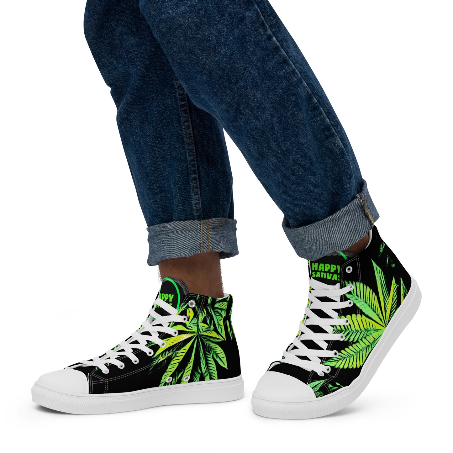 3 Big Cannabis Leaves Men’s high top canvas shoes