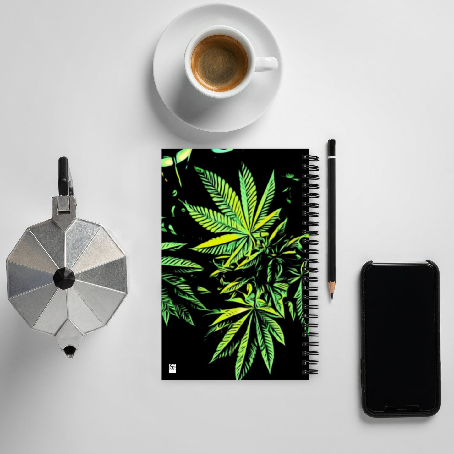 3 Big Cannabis Leaves Spiral notebook