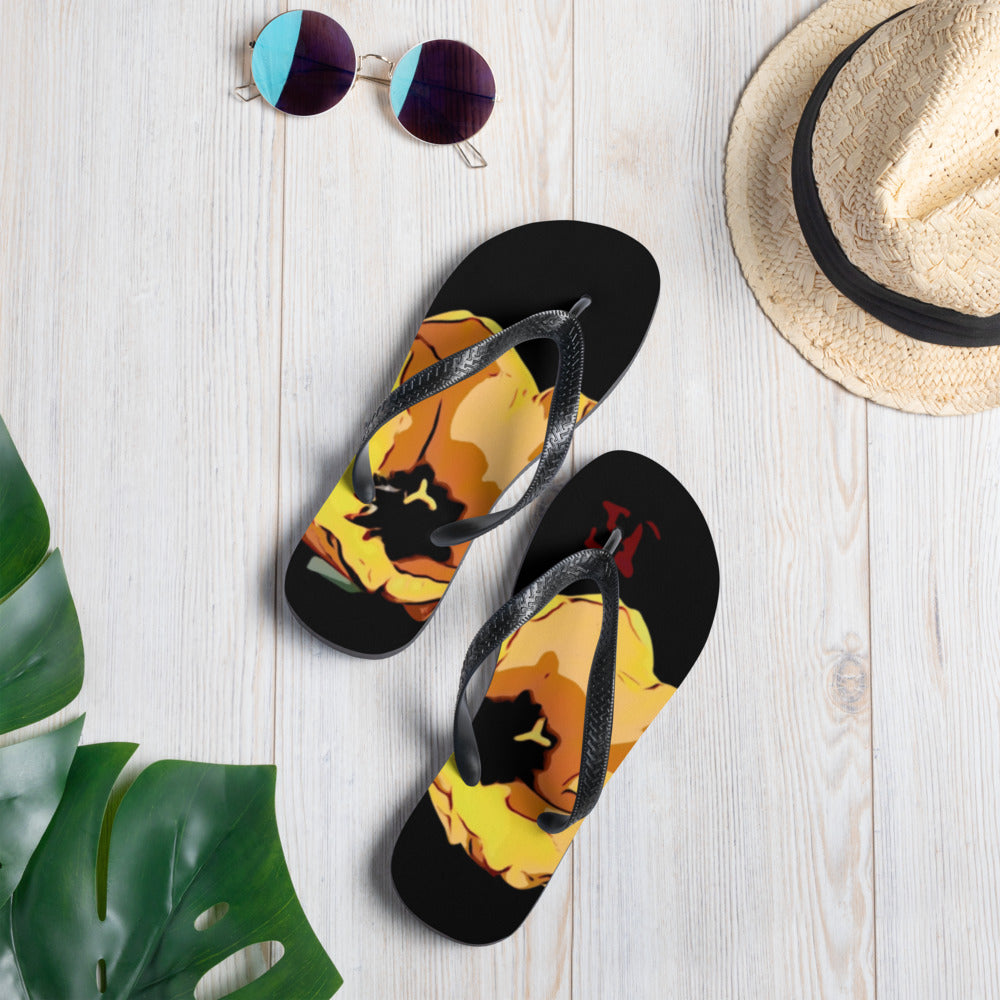 Yellow Tulip Flowers Flip-Flops