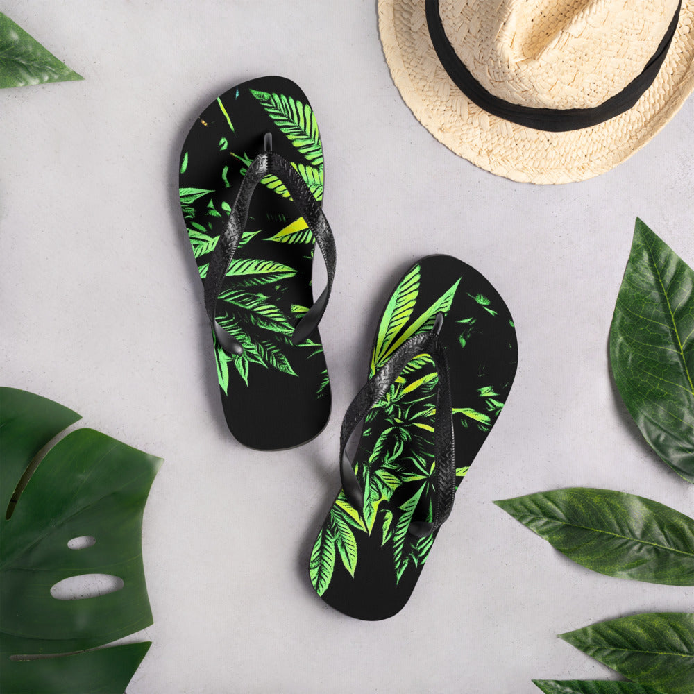 3 Big Cannabis Leaves Flip-Flops