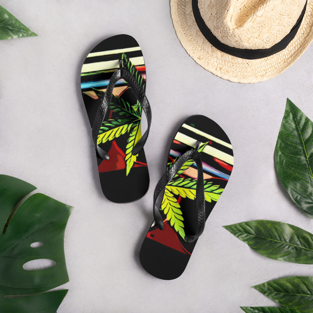Stripey Cannabis Plant Flip-Flops