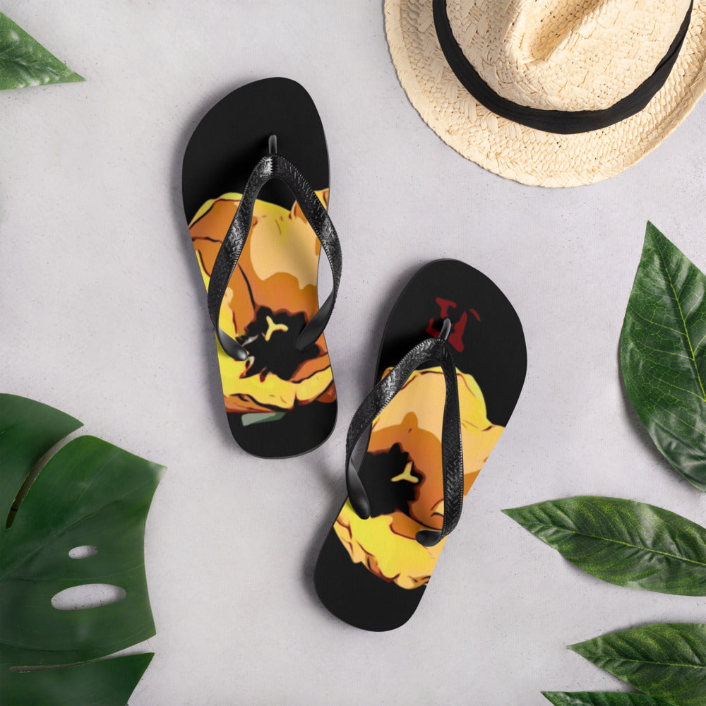 Yellow Tulip Flowers Flip-Flops