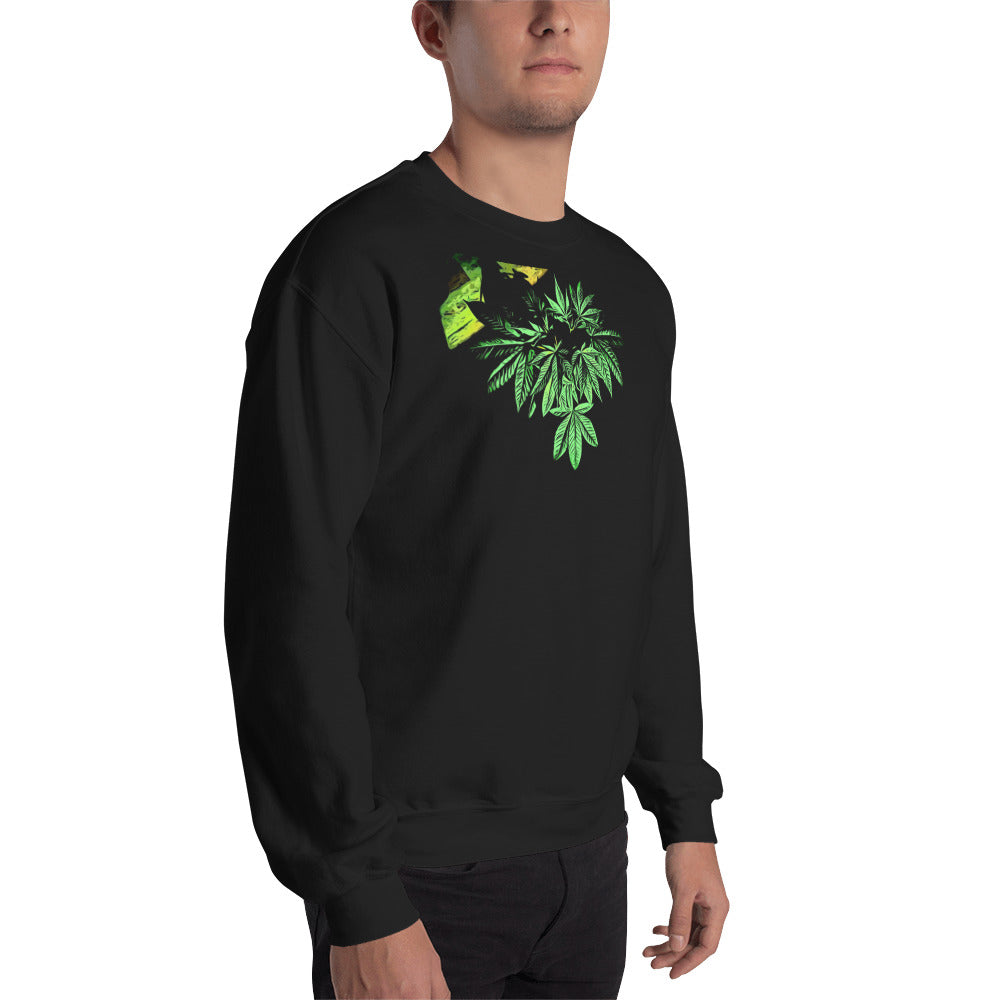 Sleeping Broad Leaf Cannabis Plant Unisex Sweatshirt