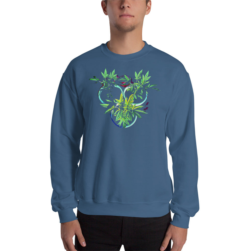 3 Blue Cannabis Pot Plants Unisex Sweatshirt