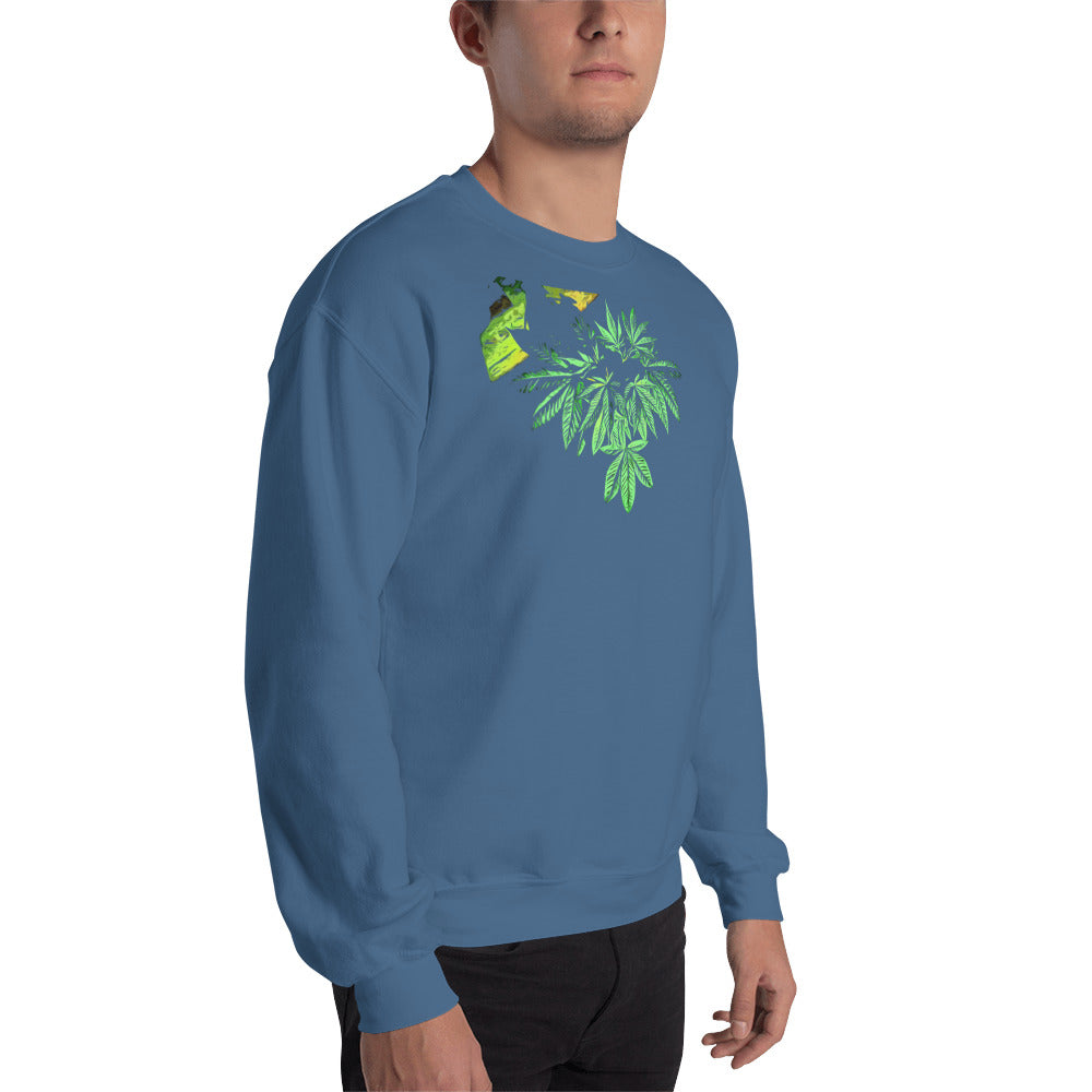 Sleeping Broad Leaf Cannabis Plant Unisex Sweatshirt