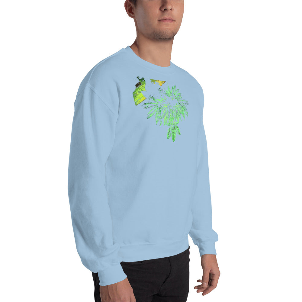 Sleeping Broad Leaf Cannabis Plant Unisex Sweatshirt