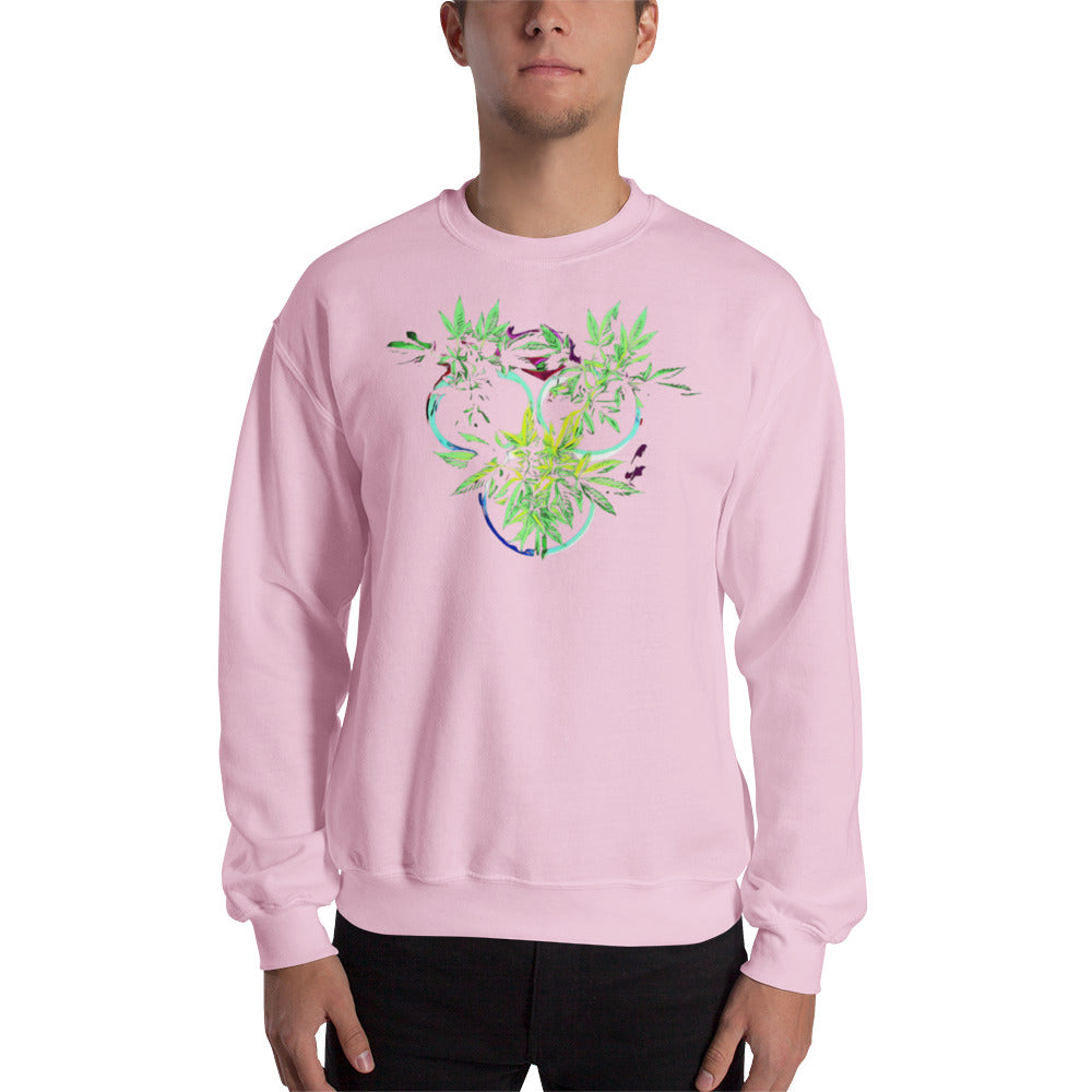 3 Blue Cannabis Pot Plants Unisex Sweatshirt