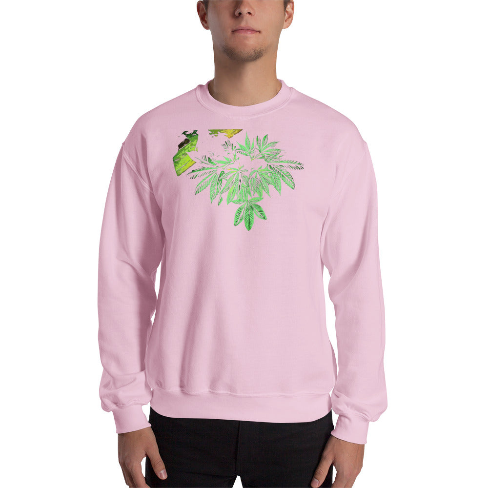 Sleeping Broad Leaf Cannabis Plant Unisex Sweatshirt