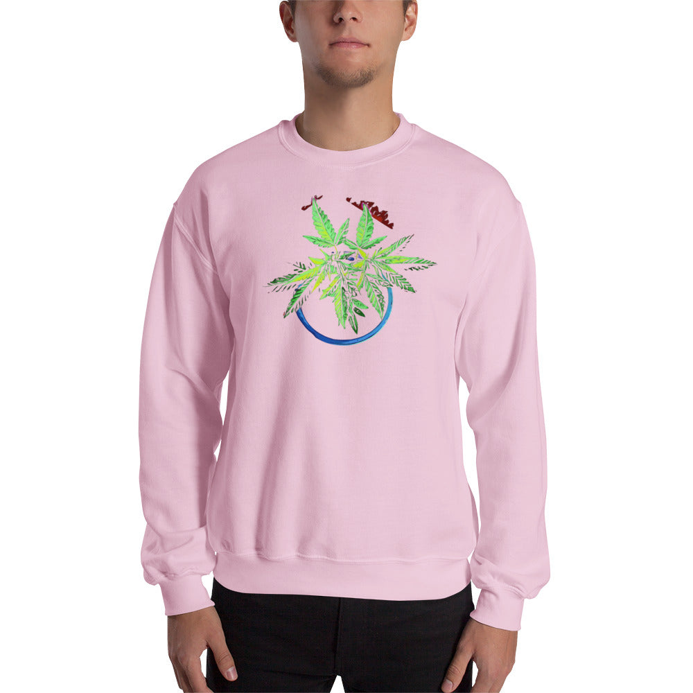 1 Blue Cannabis Pot Plant Unisex Sweatshirt