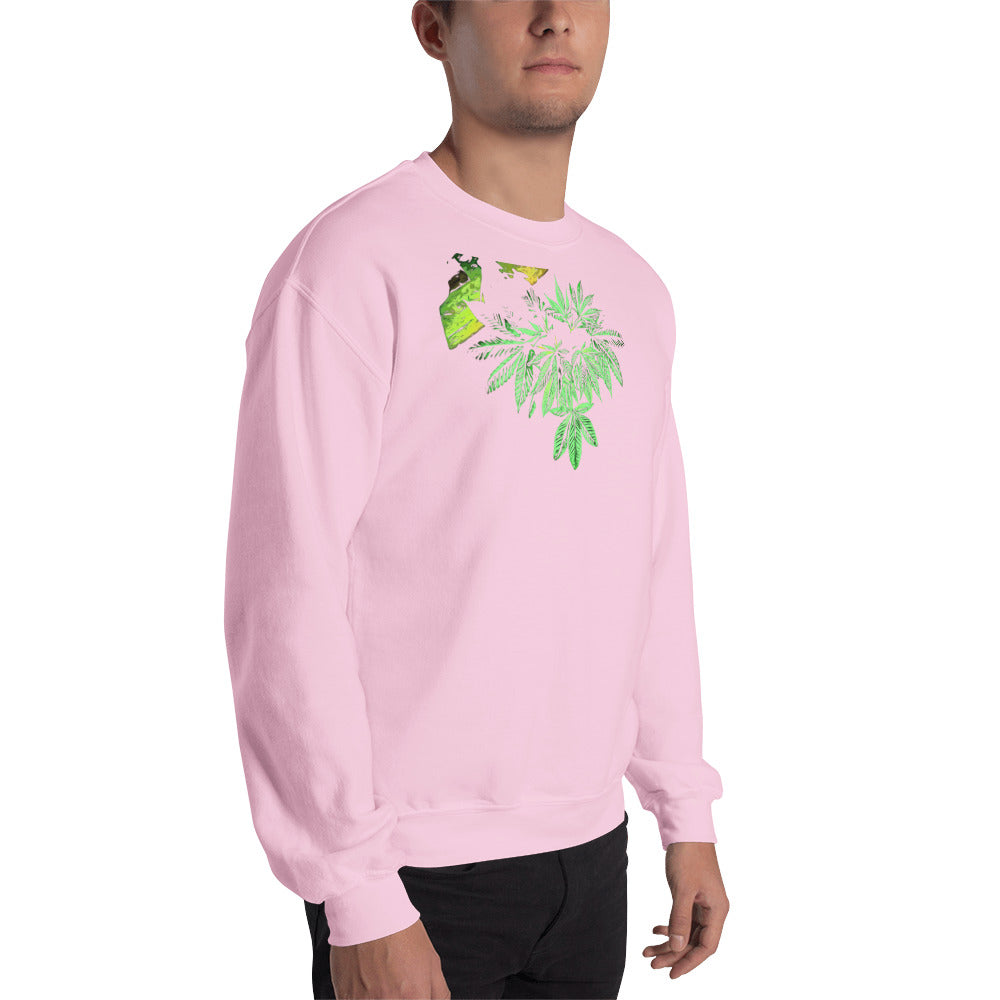 Sleeping Broad Leaf Cannabis Plant Unisex Sweatshirt