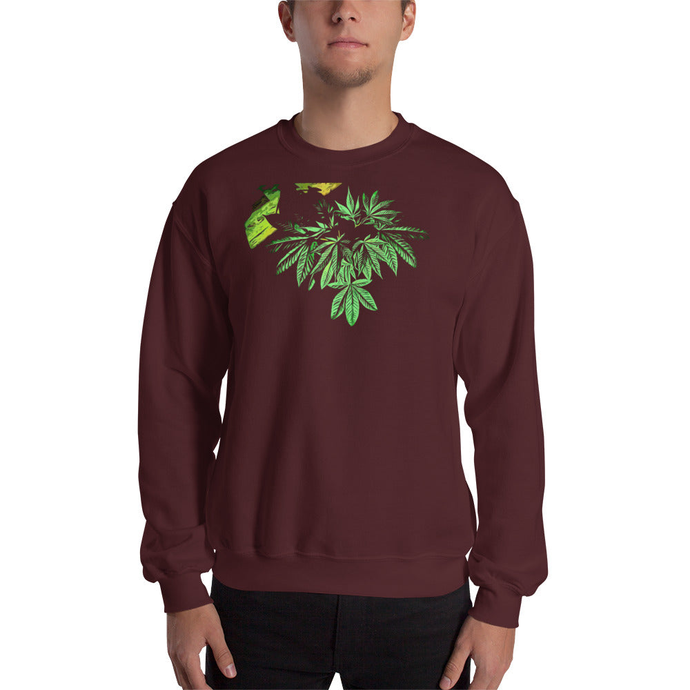 Sleeping Broad Leaf Cannabis Plant Unisex Sweatshirt