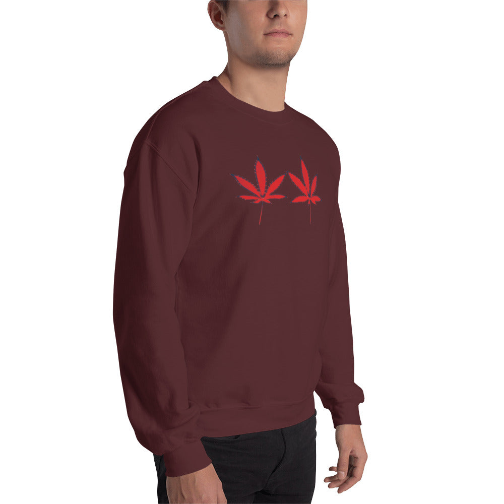 Red Leaves Cannabis Plant Unisex Sweatshirt