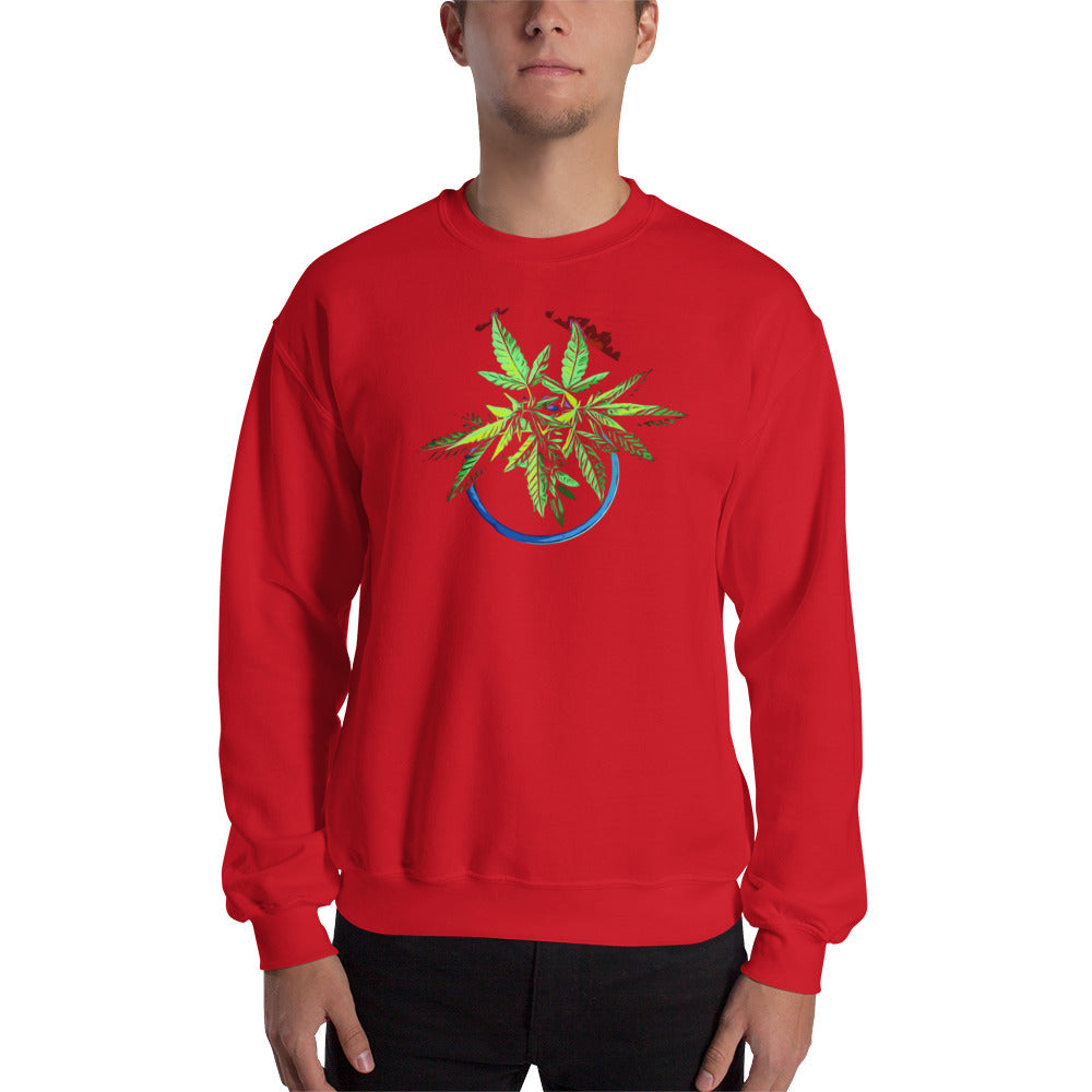 1 Blue Cannabis Pot Plant Unisex Sweatshirt