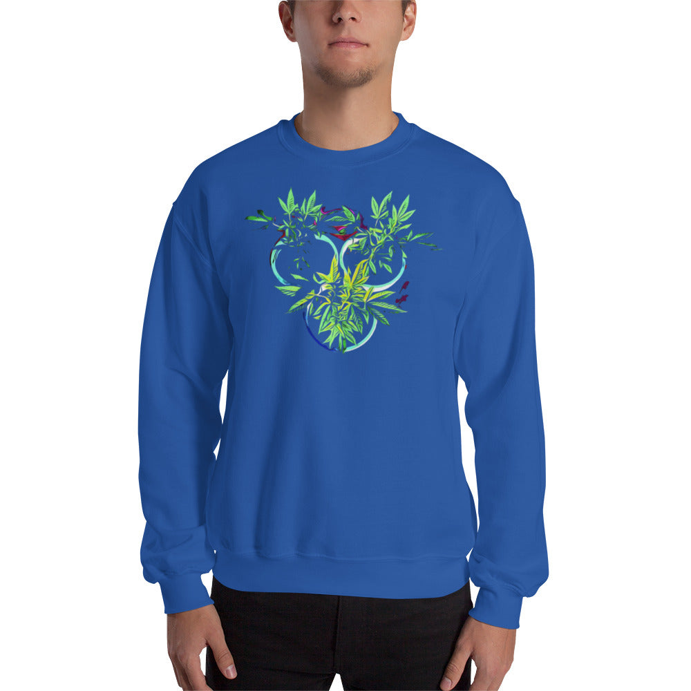 3 Blue Cannabis Pot Plants Unisex Sweatshirt