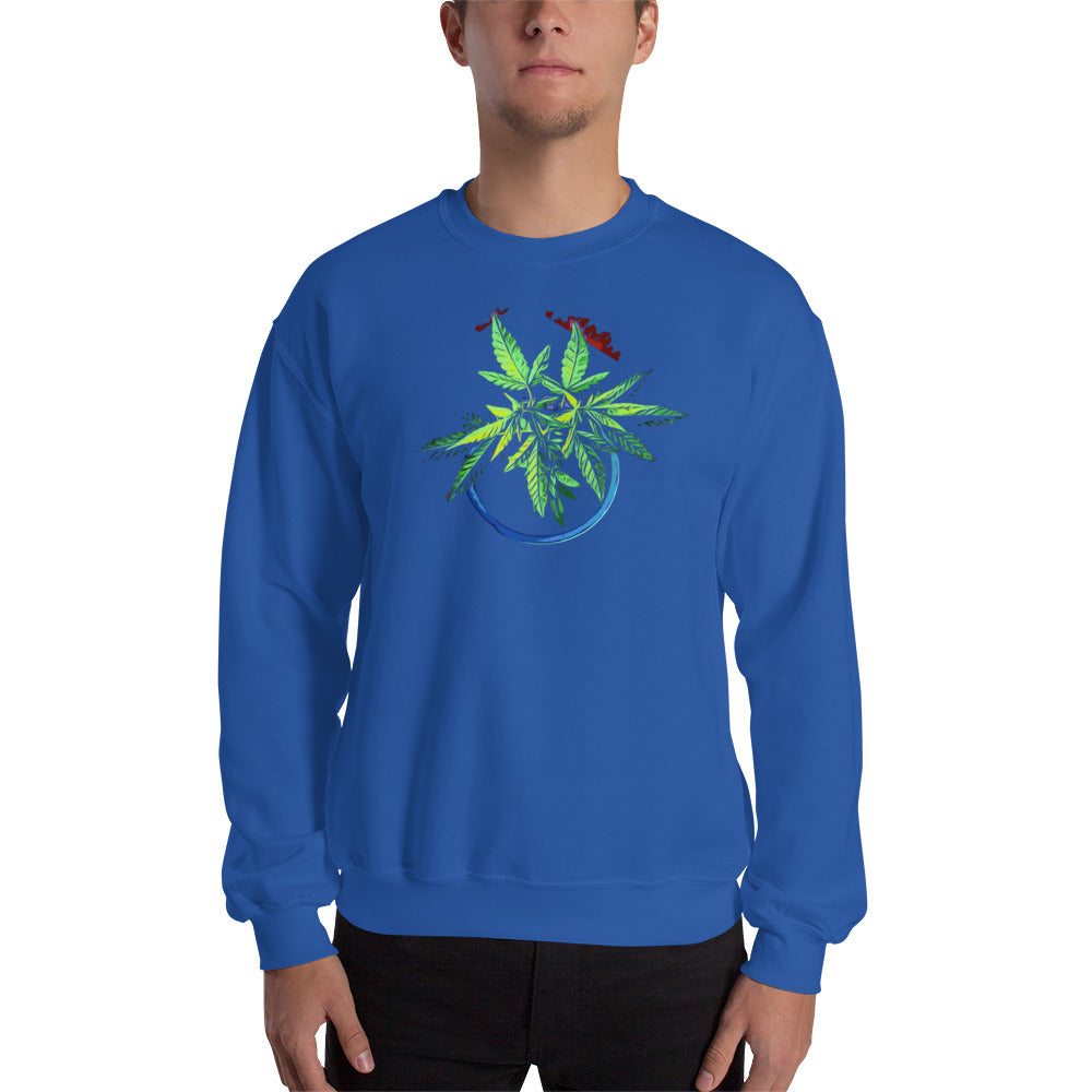 1 Blue Cannabis Pot Plant Unisex Sweatshirt