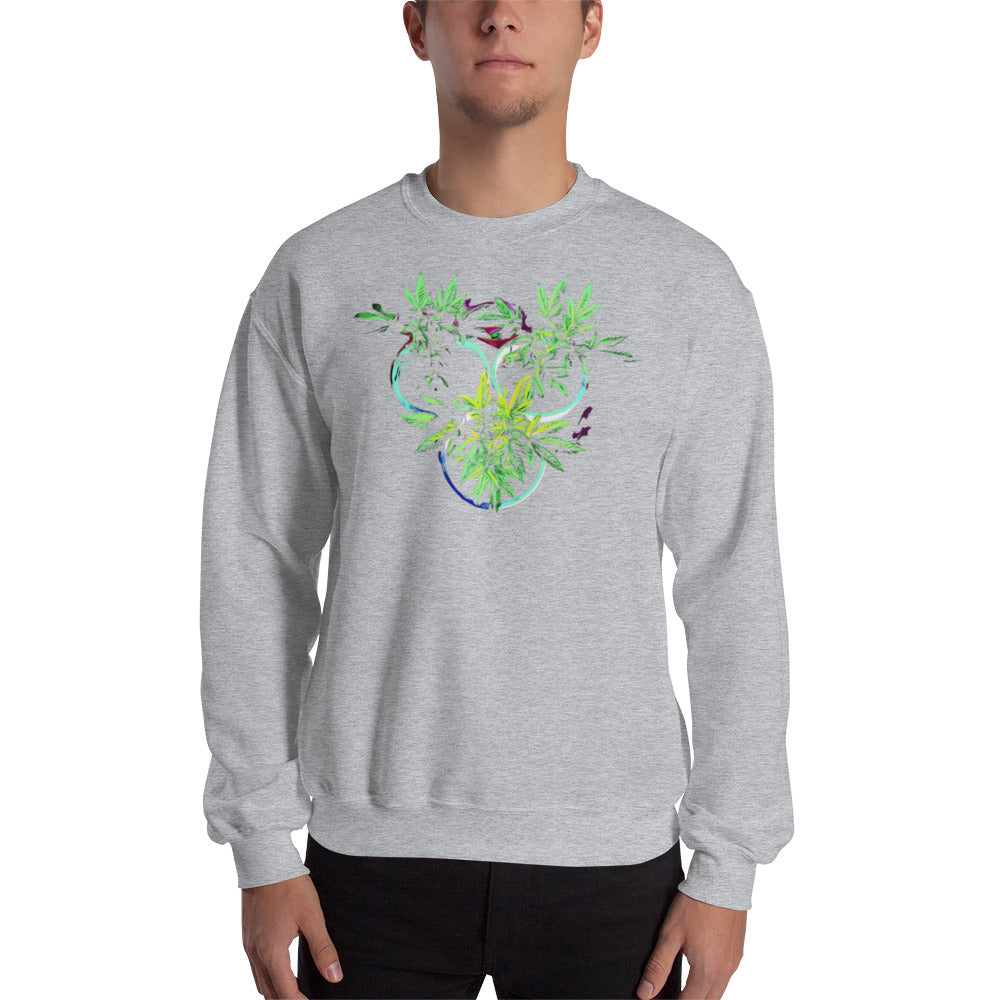3 Blue Cannabis Pot Plants Unisex Sweatshirt