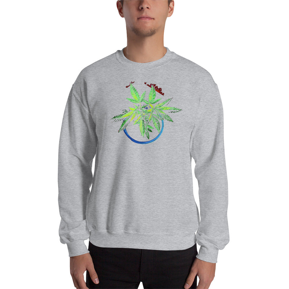 1 Blue Cannabis Pot Plant Unisex Sweatshirt