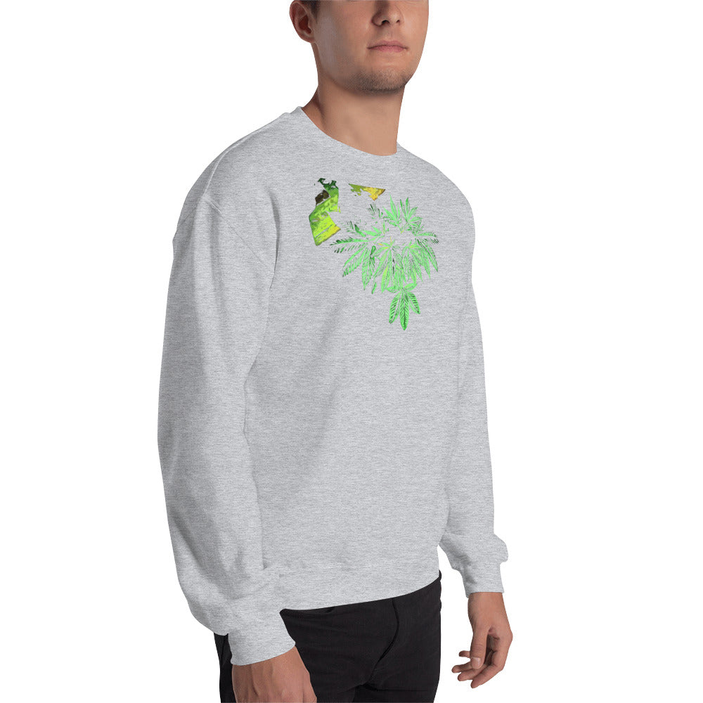 Sleeping Broad Leaf Cannabis Plant Unisex Sweatshirt