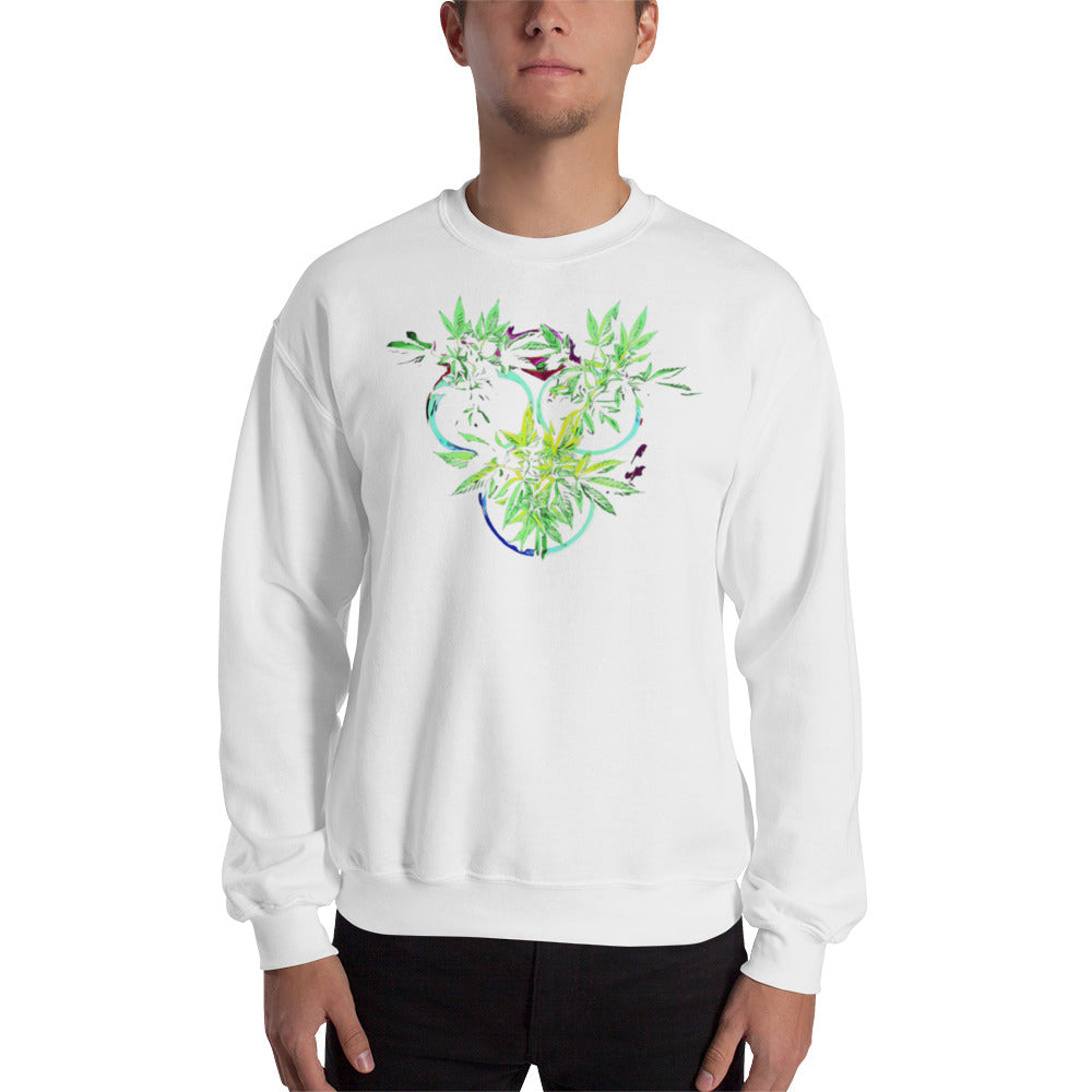 3 Blue Cannabis Pot Plants Unisex Sweatshirt