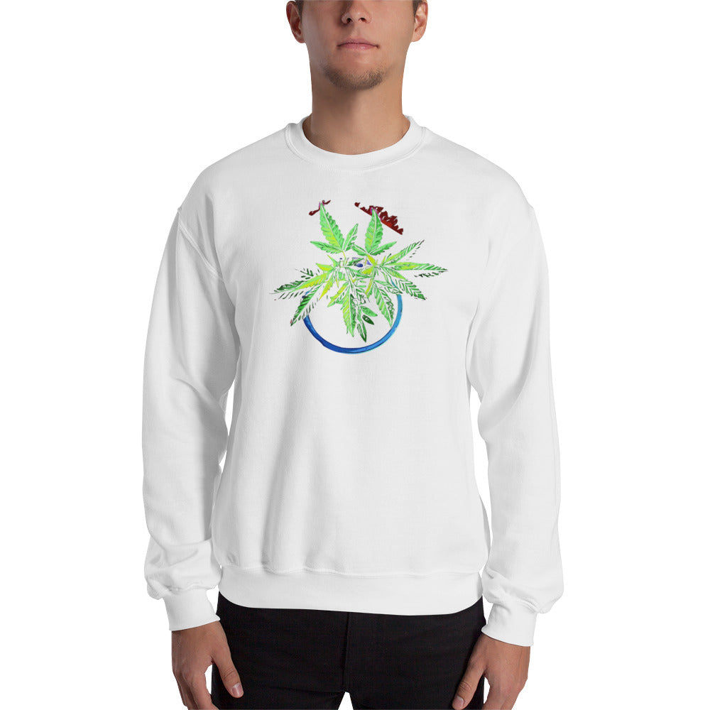 1 Blue Cannabis Pot Plant Unisex Sweatshirt