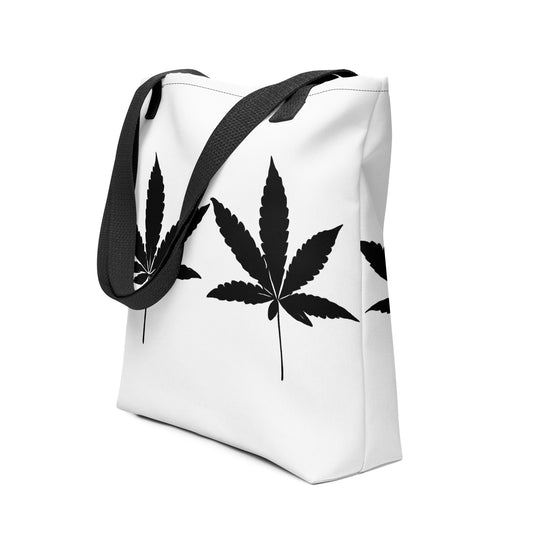 Black Cannabis Leaves Tote Bag