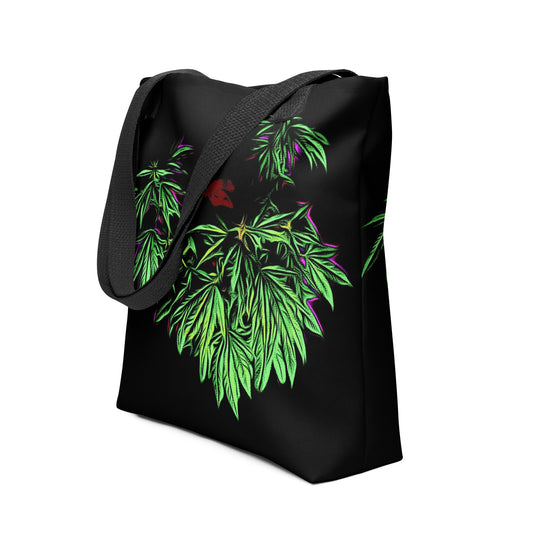 Heart Shaped Cannabis Plant Tote Bag