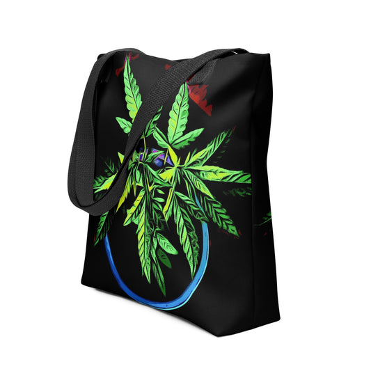 1 Blue Cannabis Pot Plant Tote Bag