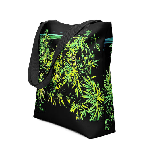 X Shaped Cannabis Plant Tote Bag