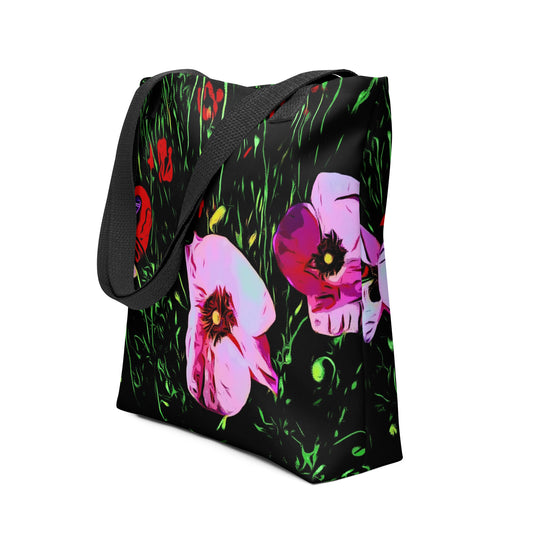 Field of Pink Poppy Flowers Tote Bag