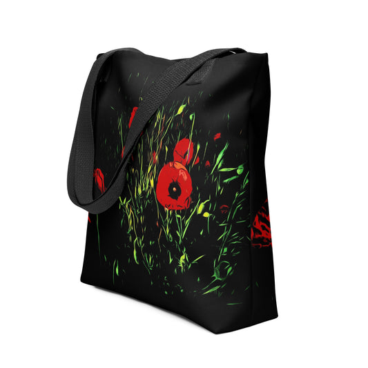 Field of Red Poppy Flowers Tote Bag