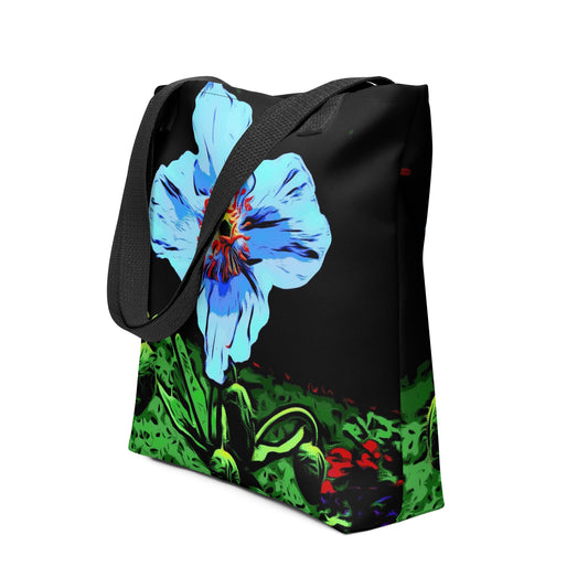 Blue Poppy Flower Tote Bag