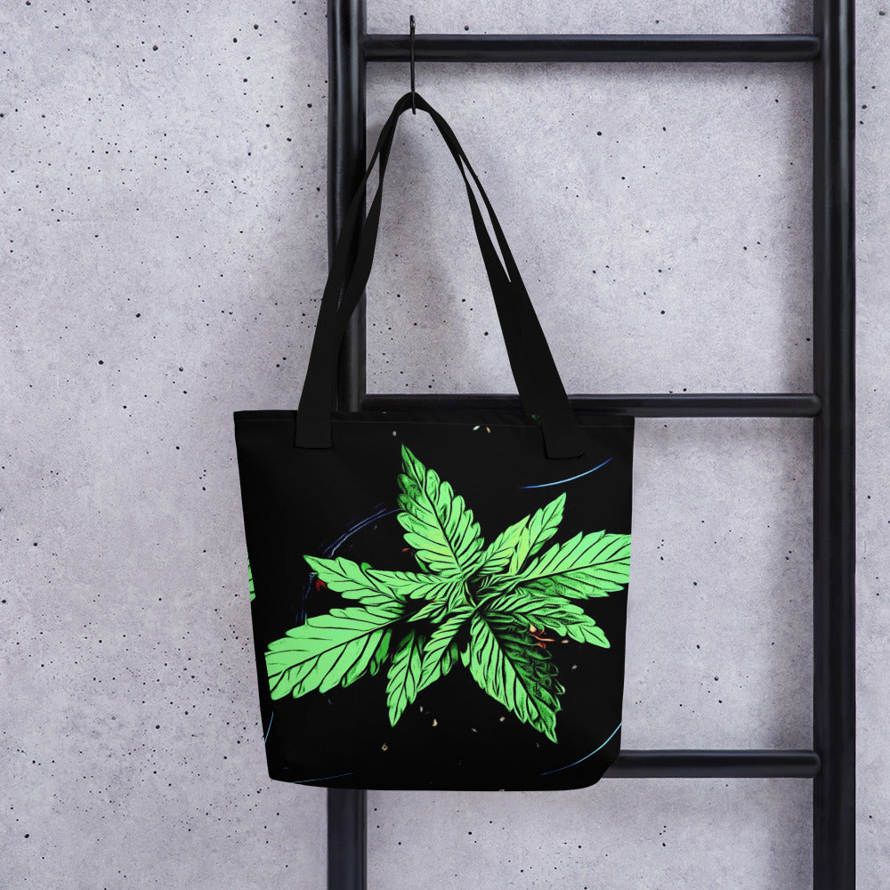 Young Broad Leaf Cannabis Plant Tote Bag