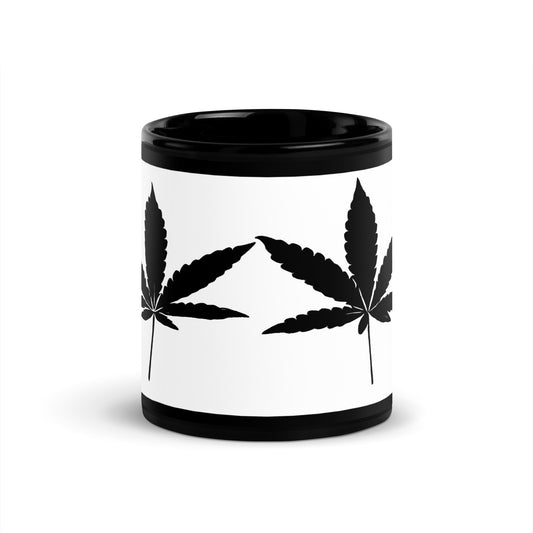 Black Cannabis Leaves Mug