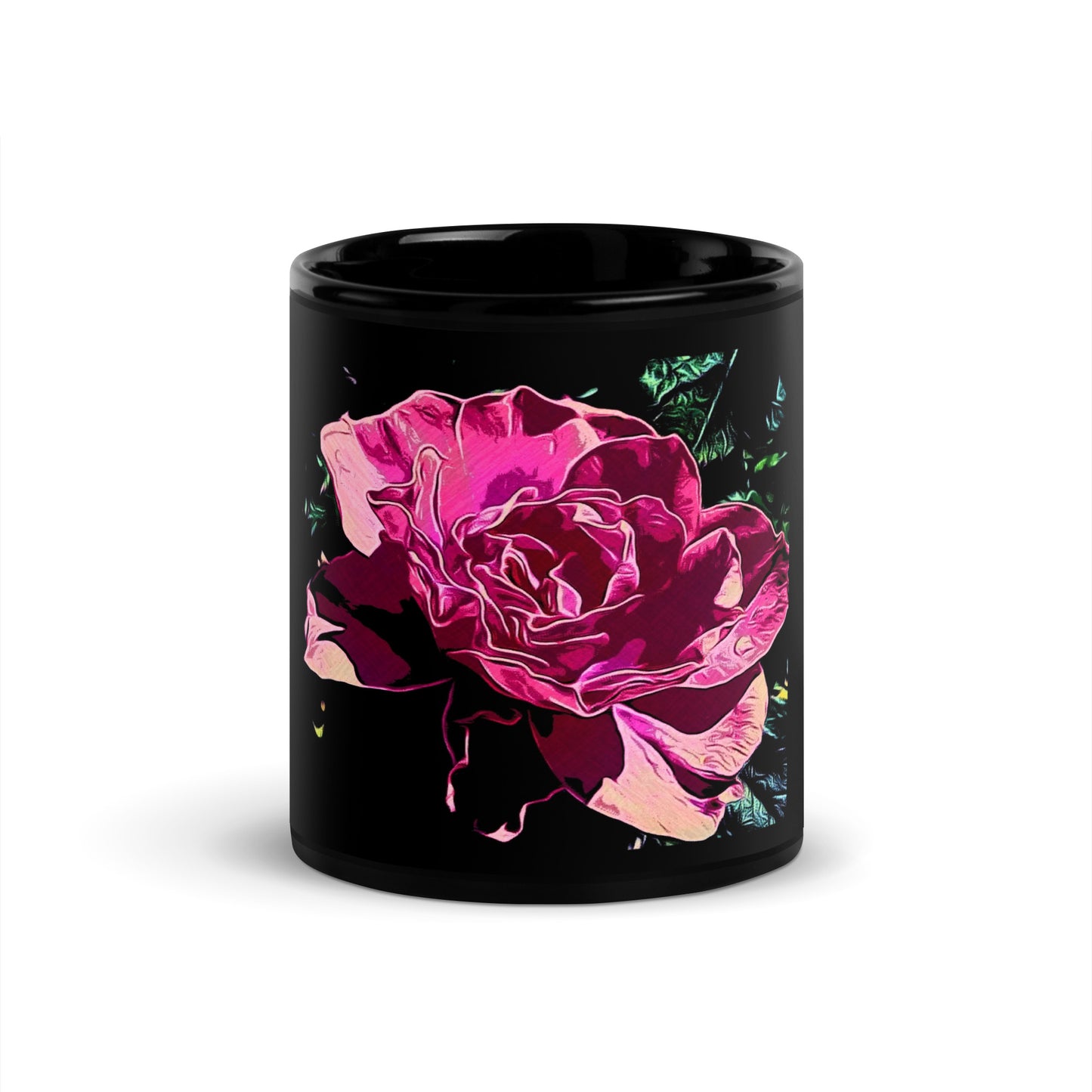 Big Pink Rose Flower Mug