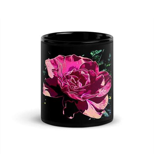 Big Pink Rose Flower Mug