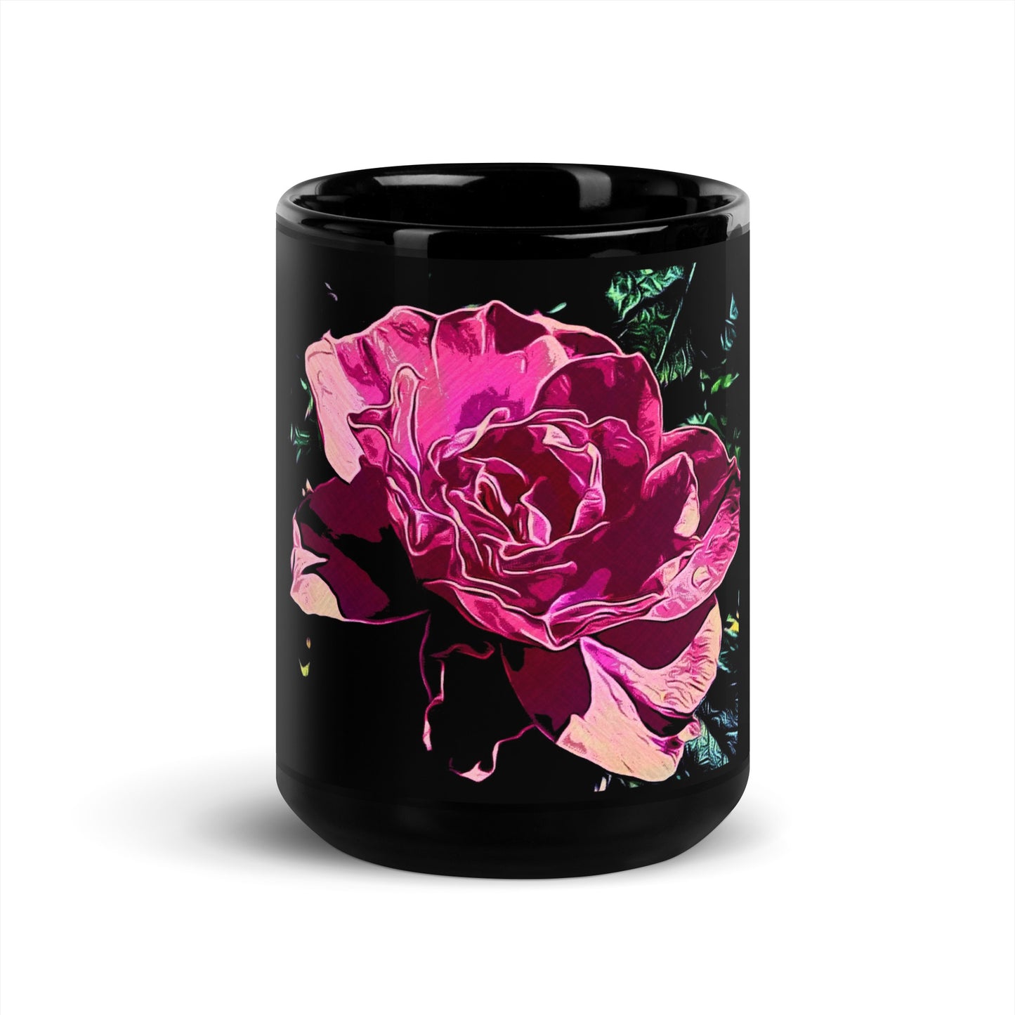 Big Pink Rose Flower Mug