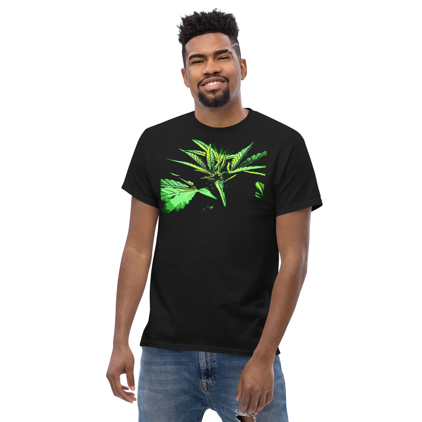 Close Up Praying Cannabis Plant Unisex T-shirt