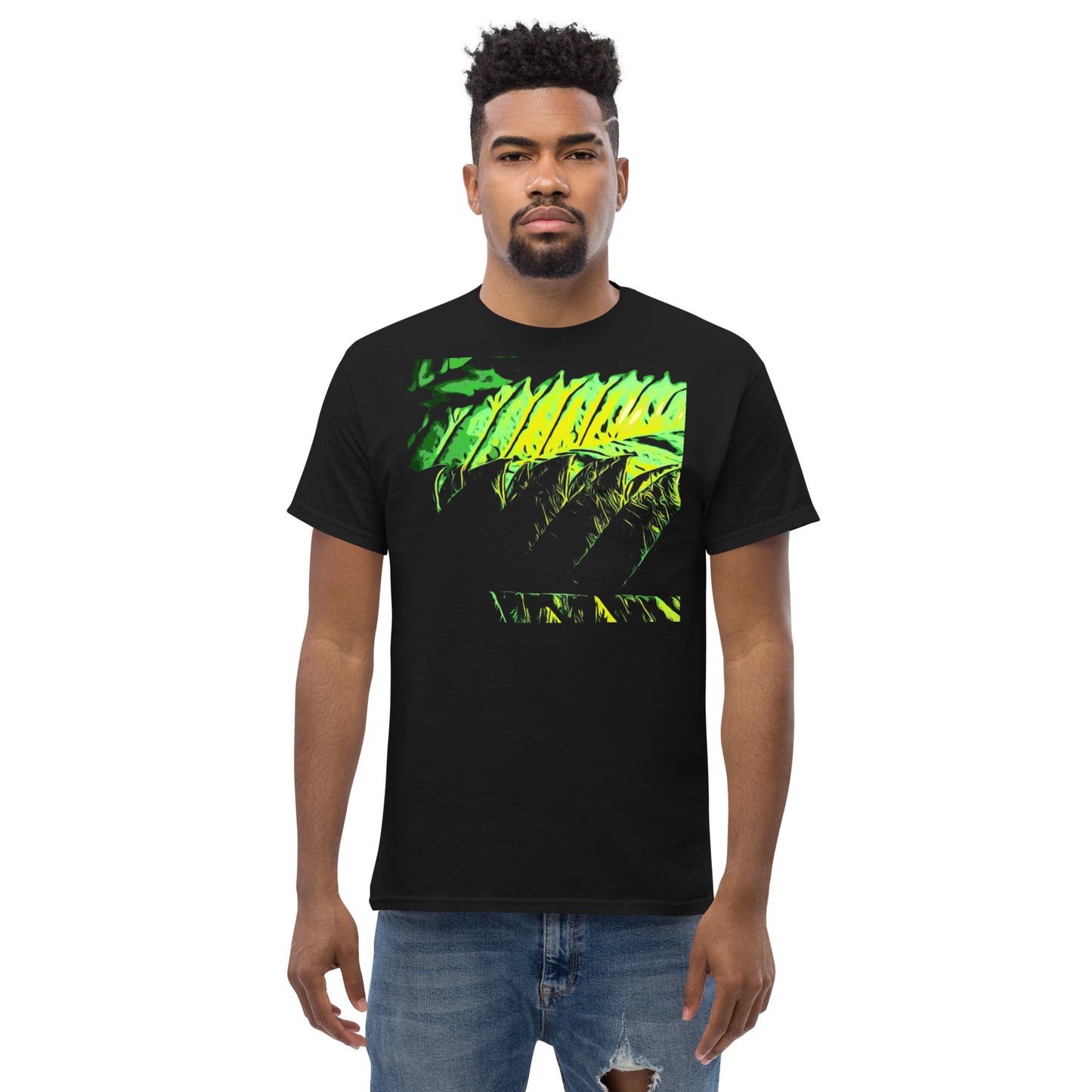 Close Up Double Serrated Cannabis Leaf Unisex T-shirt