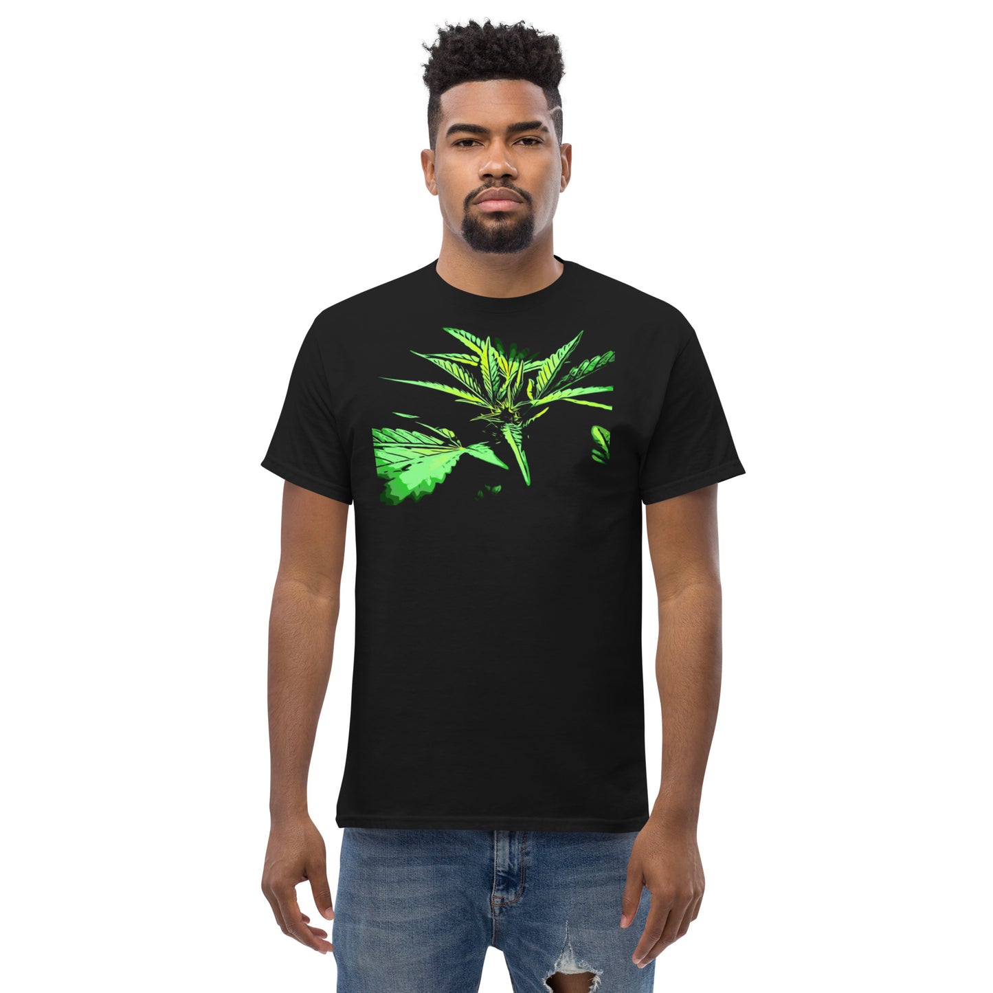 Close Up Praying Cannabis Plant Unisex T-shirt