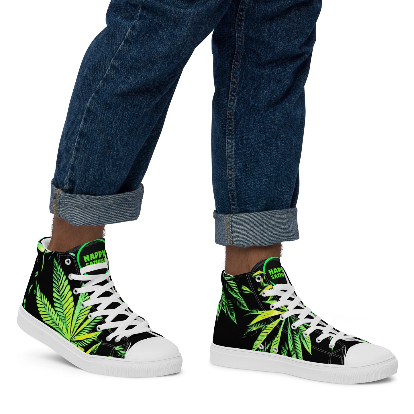 3 Big Cannabis Leaves Men’s high top canvas shoes