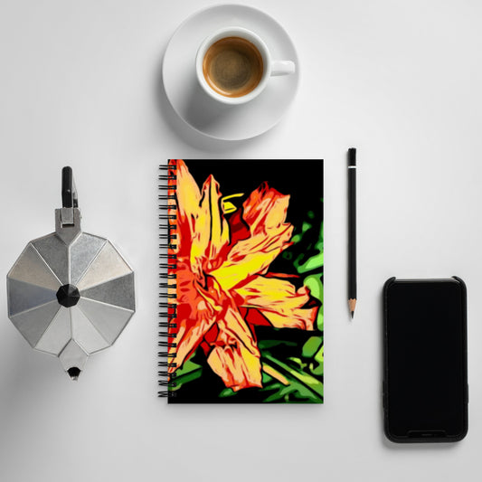 Orange Flower and Starflower Spiral notebook