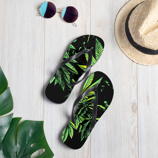 3 Big Cannabis Leaves Flip-Flops